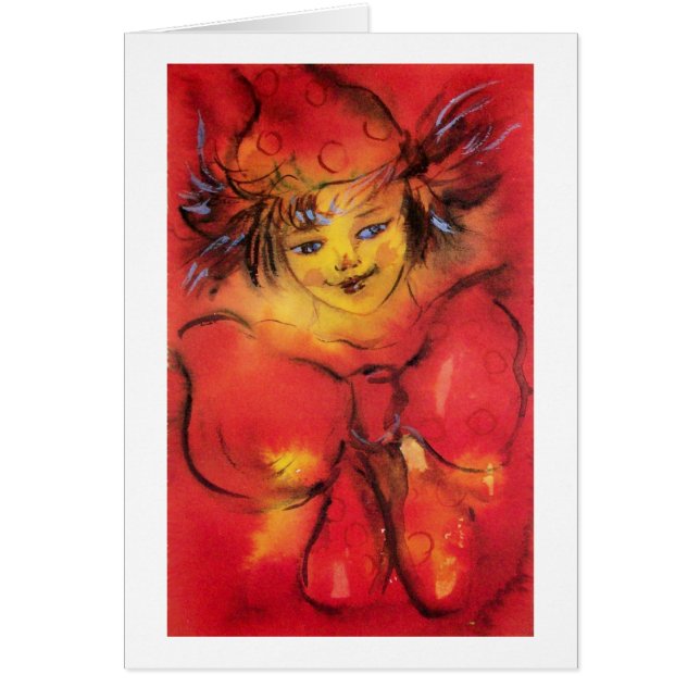 CLOWN IN RED WITH GOLD SPARKLES CARDS (Front)