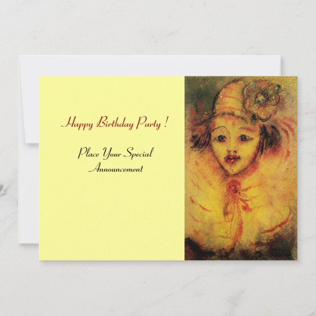 CLOWN IN YELLOW INVITATION (Front)