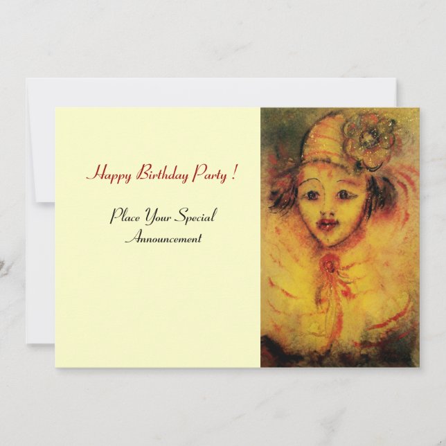 CLOWN IN YELLOW INVITATION (Front)