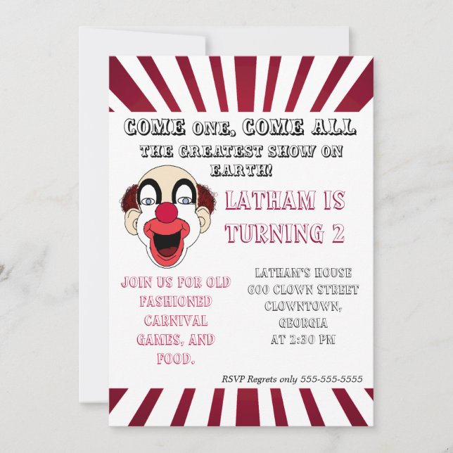 Clown invitation (Front)