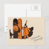 Clown Jack O Lantern Black Cat Postcard | Zazzle