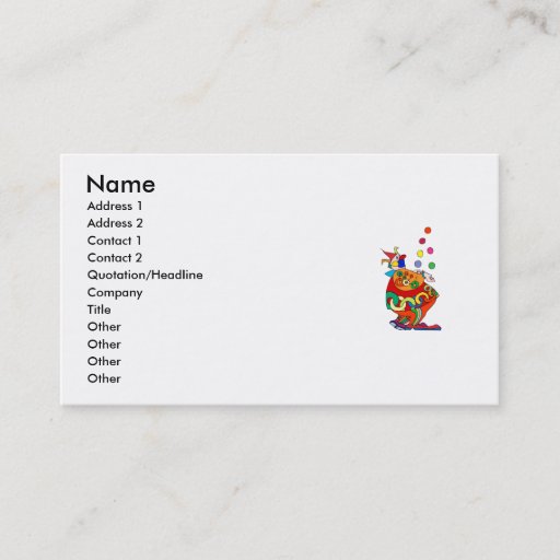 Customizable Clown Juggling Balls Business Cards