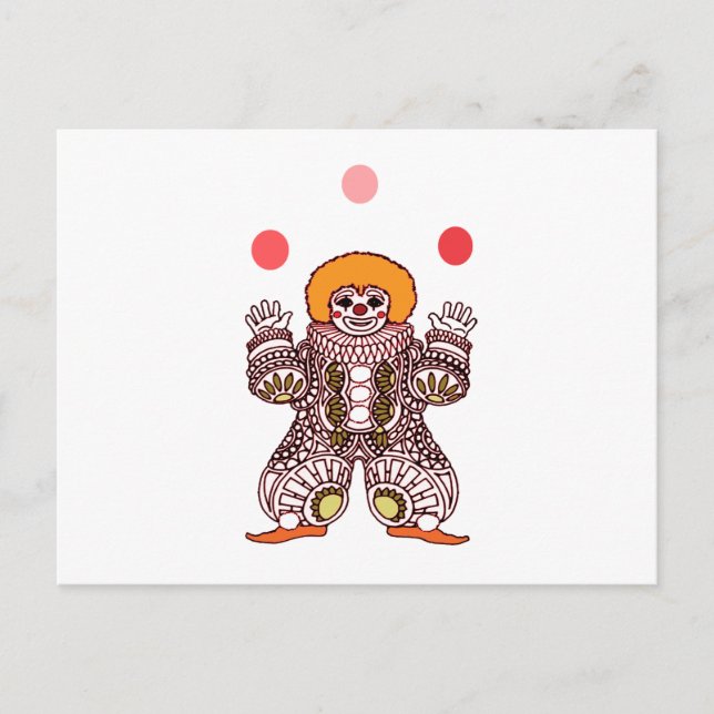 Clown Juggling Postcard (Front)