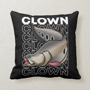 Clown Knife Fish 80's Style Monster Fish Keeper  Throw Pillow