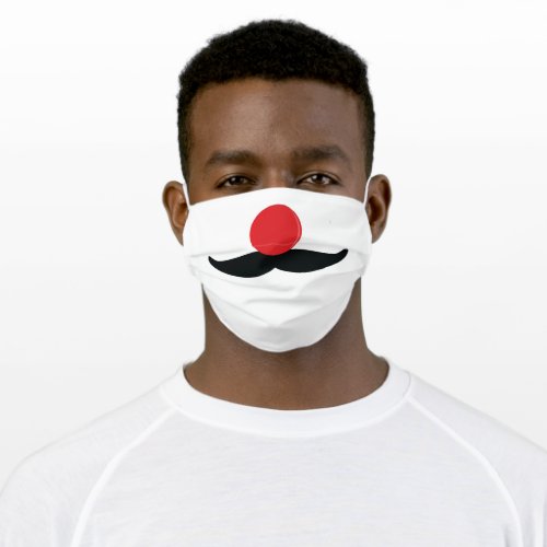 Clown nose with mustache adult cloth face mask