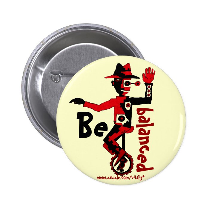 Clown on unicycle abstract graphic art button