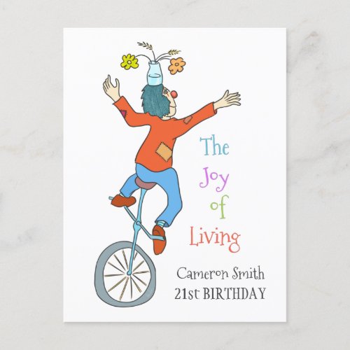 Clown on Unicycle  Postcard