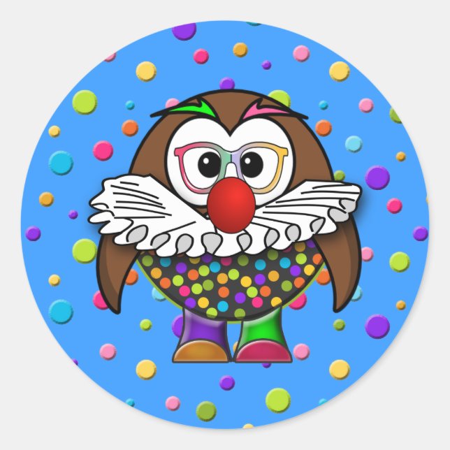 clown owl classic round sticker (Front)
