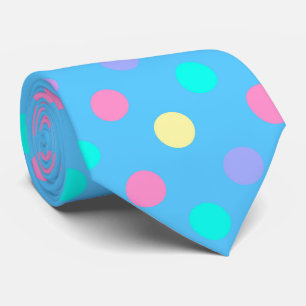 Clown party tie_colorful polka dots on pastel blue neck tie