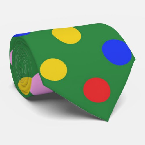 Clown party tie_green with colorful polka dots neck tie