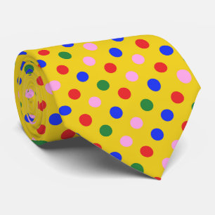 Clown party tie_yellow, colorful polka dots 2xs neck tie