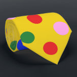 Clown party tie_yellow with colorful polka dots L Neck Tie<br><div class="desc">A great tie for clowns or just happy people! A playful tie for your parties and not only!
This specific is in a large scale.</div>