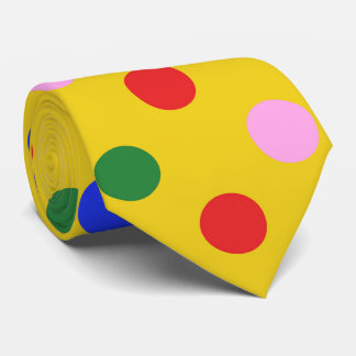 Clown party tie_yellow with colorful polka dots  neck tie