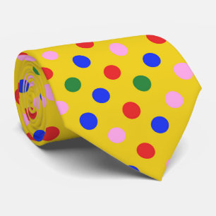 Clown party tie_yellow with colorful polka dots S Neck Tie