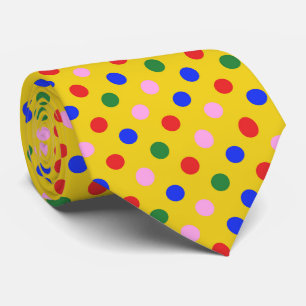 Clown party tie_yellow with colorful polka dots xs neck tie