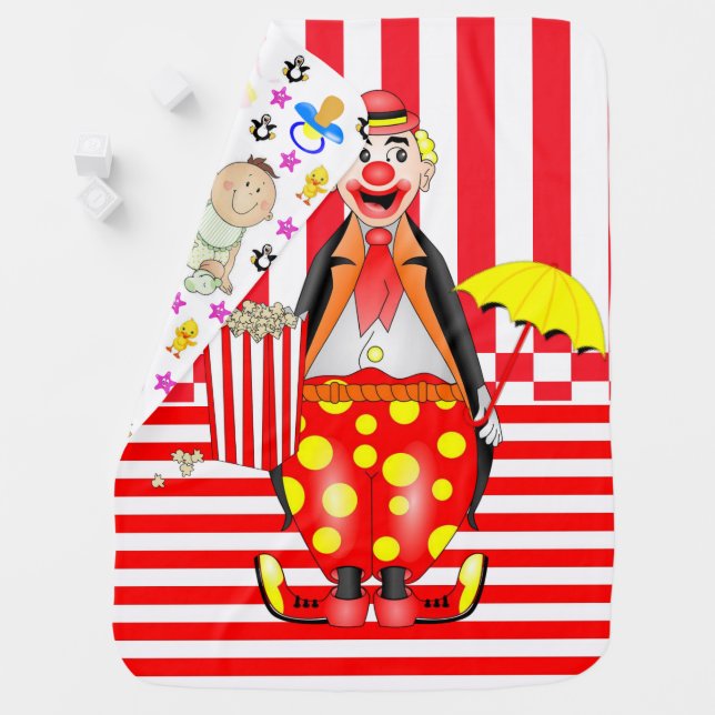 Clown Popcorn Red Stripe Baby Blanket (In Situ)