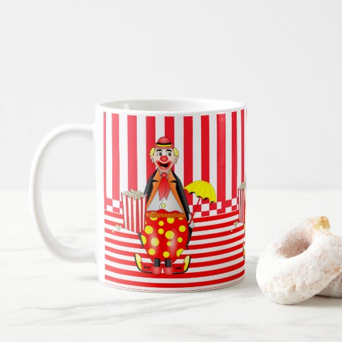 Clown Popcorn Red Stripe Mug