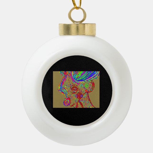 Clown Reindeer  Ceramic Ball Christmas Ornament (Front)