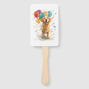 Clown Retriever � Circus Dog with Balloons Hand Fan