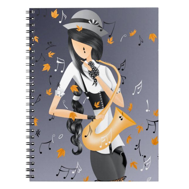 Clown Saxophonist Golden Harvest  Notebook (Front)