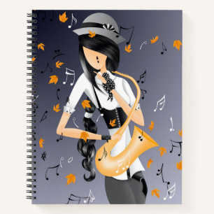 Clown Saxophonist Golden Harvest Notebook