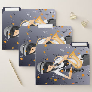 Clown Saxophonist Golden Leaves File Folder