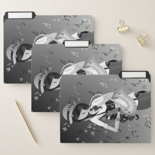 Clown Saxophonist Gray Monochrome  File Folder