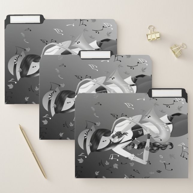 Clown Saxophonist Gray Monochrome  File Folder (Set)