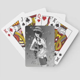 Clown Saxophonist Monochrome Playing Cards