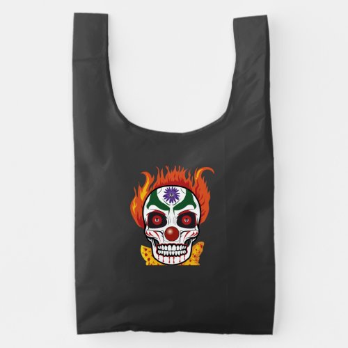 Clown Skull Evil Pocket Shopping and Tote Bag