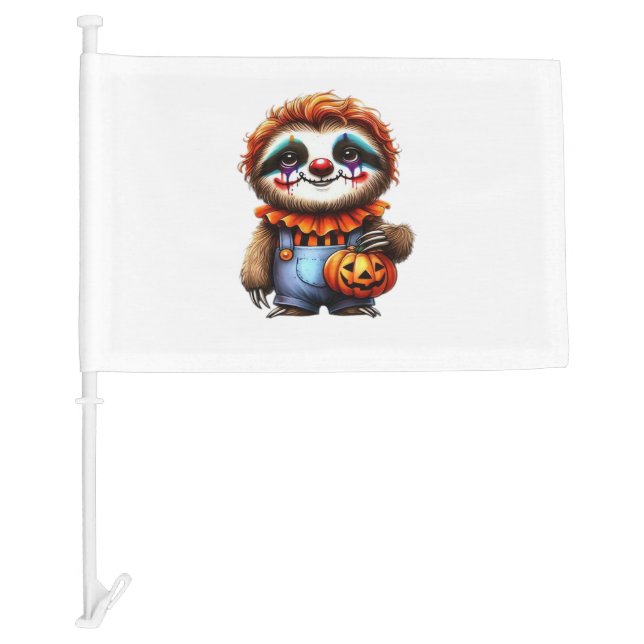 Clown Sloth Halloween Oversized T-Shirt Car Flag (Front)