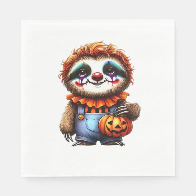 Clown Sloth Halloween Oversized T-Shirt Napkins (Front)