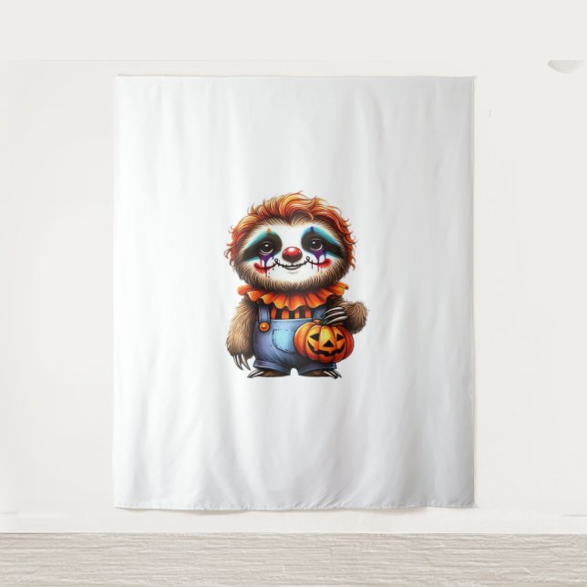 Clown Sloth Halloween Oversized T-Shirt Tapestry (Front)