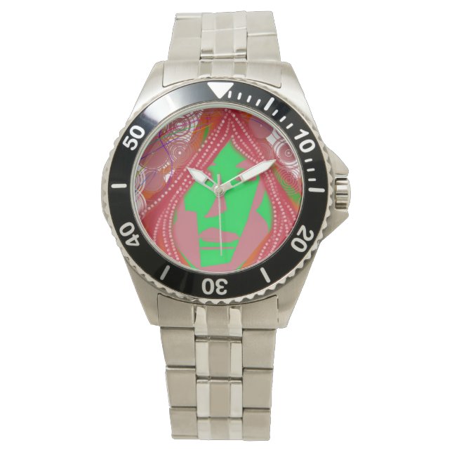 Clown Steampunk Stainless Steel Mens Bracelet Watch (Front)