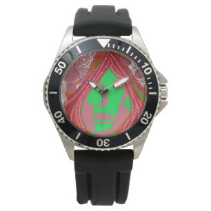 Clown Steampunk Stainless Steel Rubber Watch