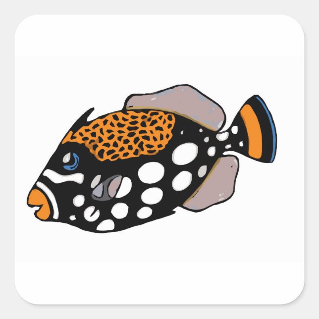 Clown Triggerfish Square Sticker (Front)