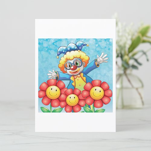 Clown With Flowers Invitation