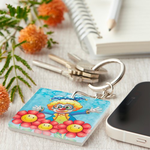 Clown With Flowers Keychain