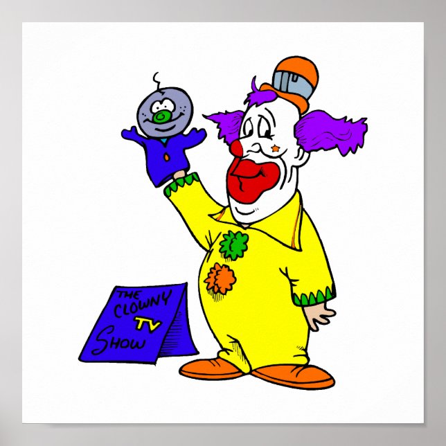 Clown with hand puppet poster (Front)