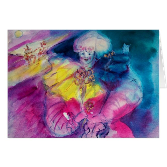 CLOWN WITH OWL AND VIOLIN CARDS (Front Horizontal)