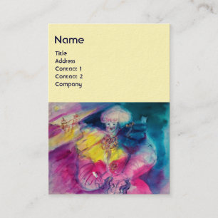 CLOWN WITH OWL AND VIOLIN MONOGRAM, pink blue Business Card