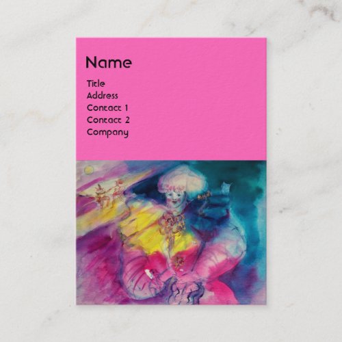 CLOWN WITH OWL AND VIOLIN yellow pink blue Business Card