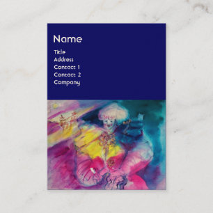 CLOWN WITH OWL AND VIOLIN ,yellow, pink blue Business Card