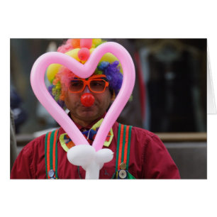 Clown With Pink Heart Cards