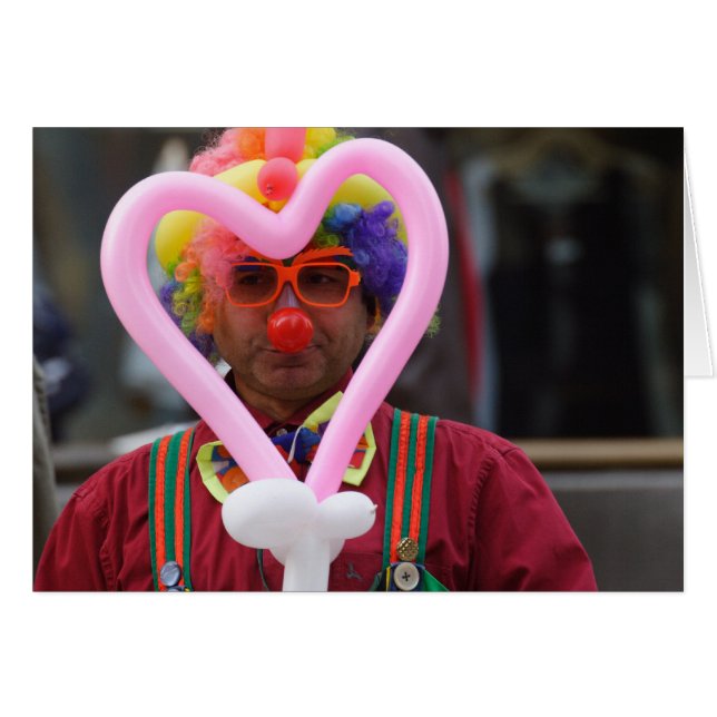 Clown With Pink Heart Cards (Front Horizontal)