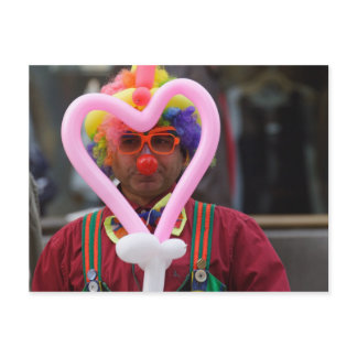 Clown With Pink Heart Postcard