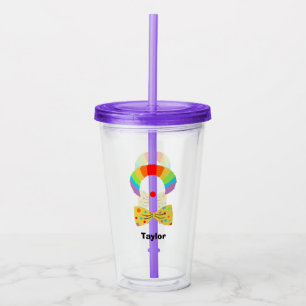 Clown with Rainbow Wig Illustration Personalized Acrylic Tumbler