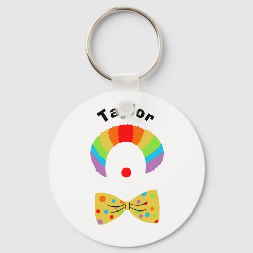 Clown with Rainbow Wig Illustration Personalized  Keychain