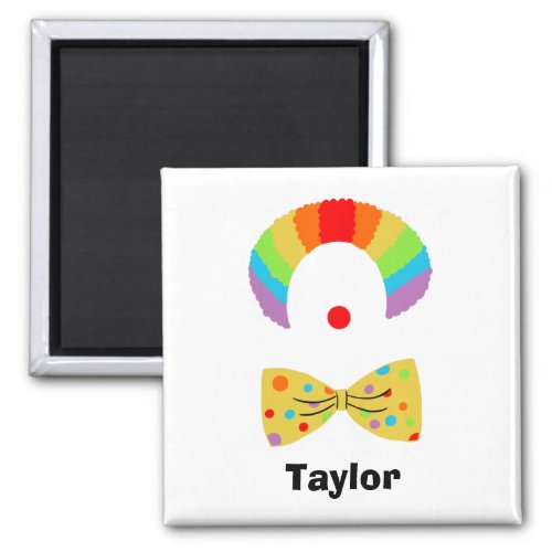 Clown with Rainbow Wig Illustration Personalized  Magnet