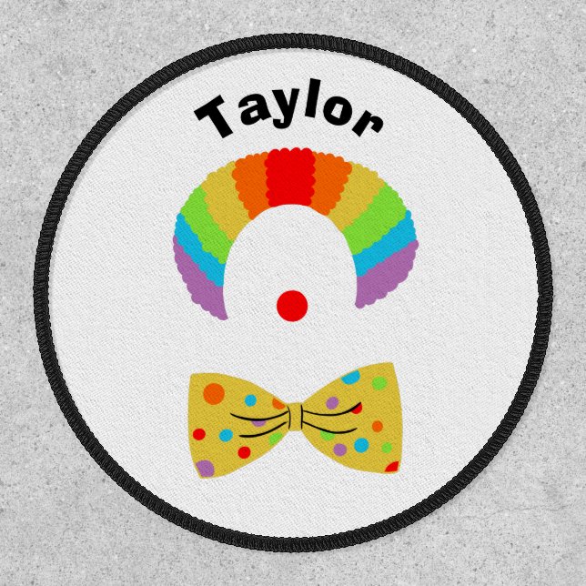 Clown with Rainbow Wig Illustration Personalized Patch (Front)